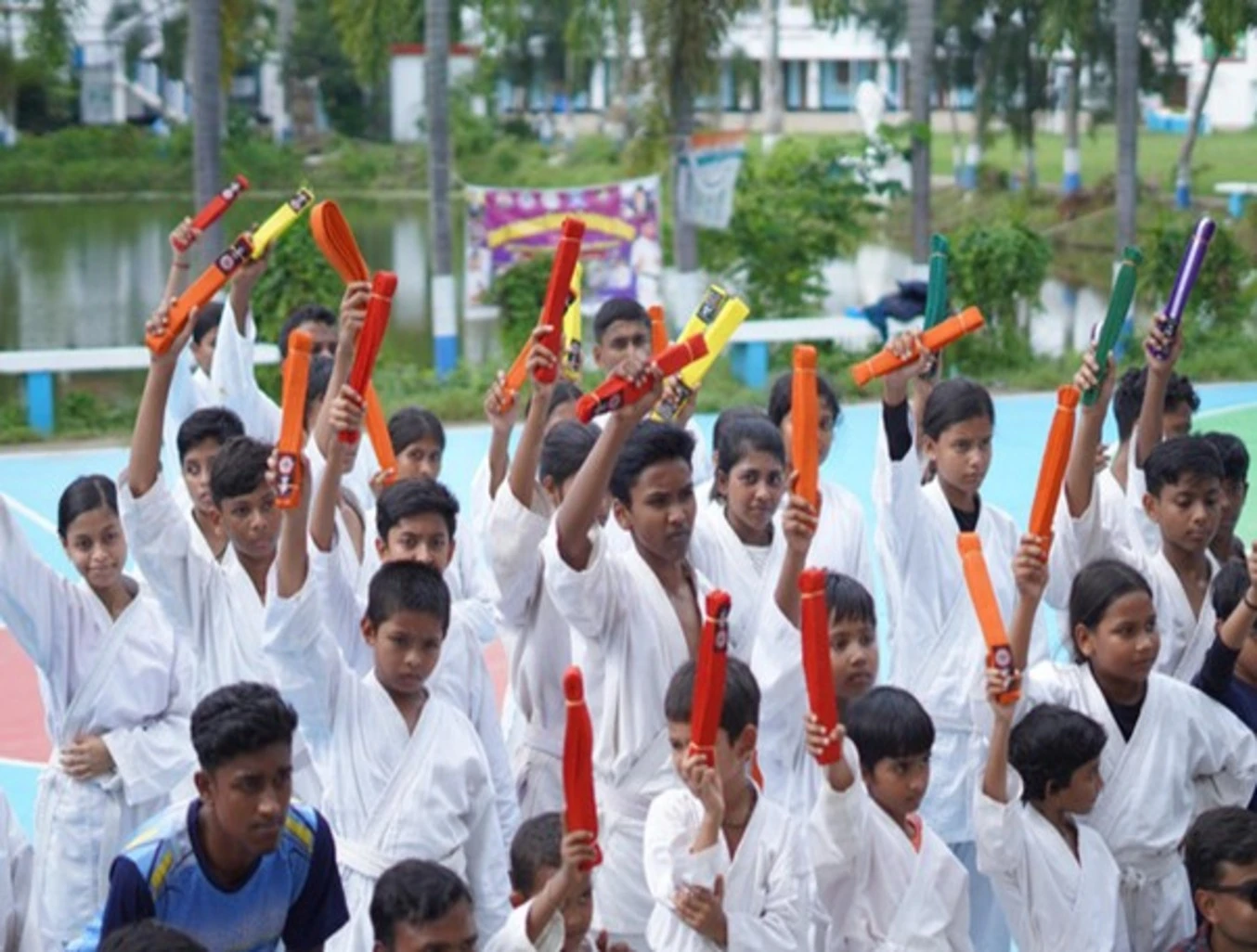 Karate belt promotion ceremony at Gram Tarakki Foundation